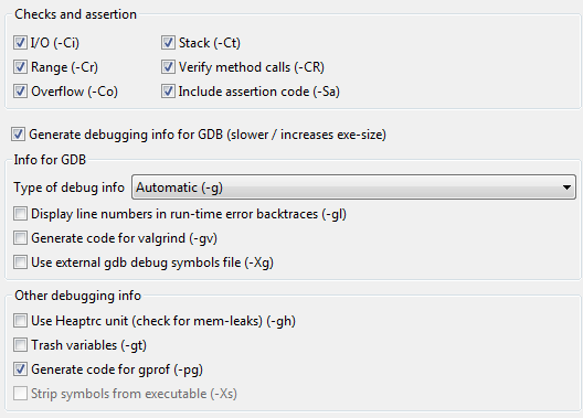 Compiler Options - Debugging