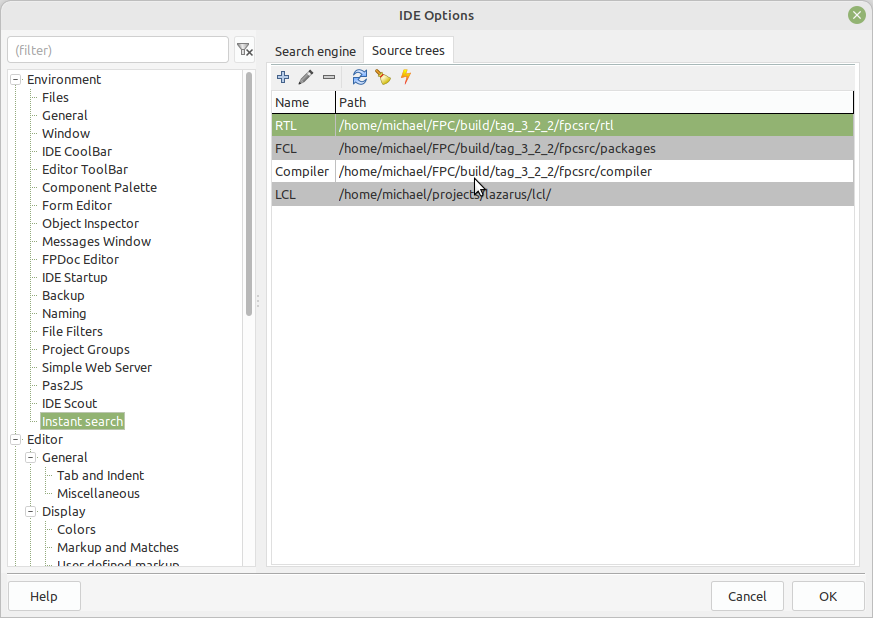 Source tree definitions