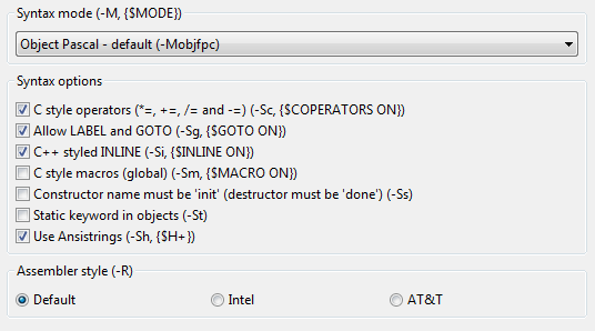 Compiler Options - Parsing