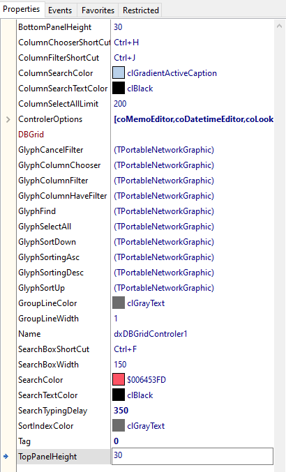 TdxDBGridController Properties.png