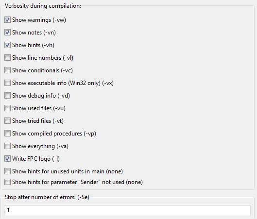 Compiler Options - Verbosity