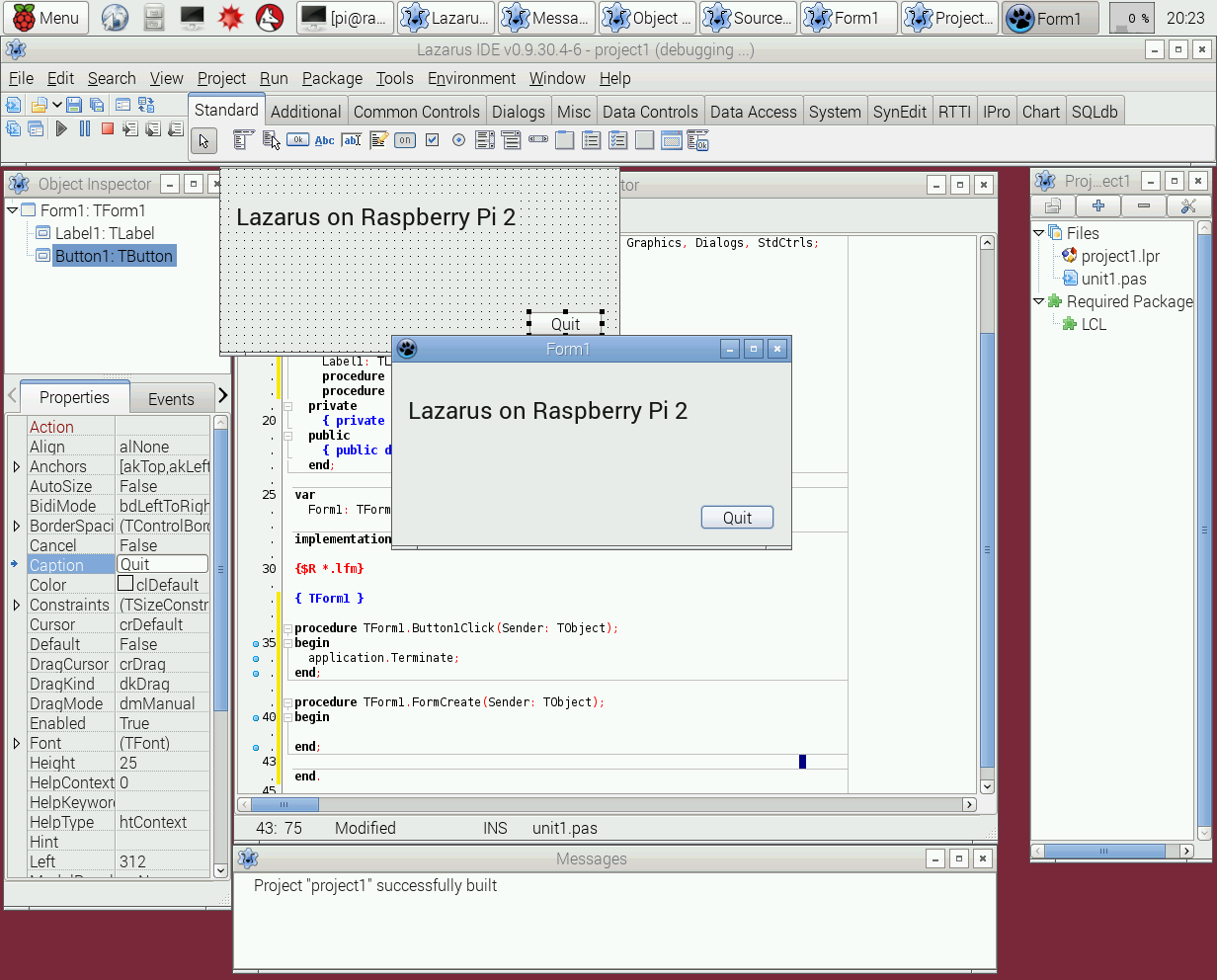 Lazarus "out of the box" on Raspberry Pi 2