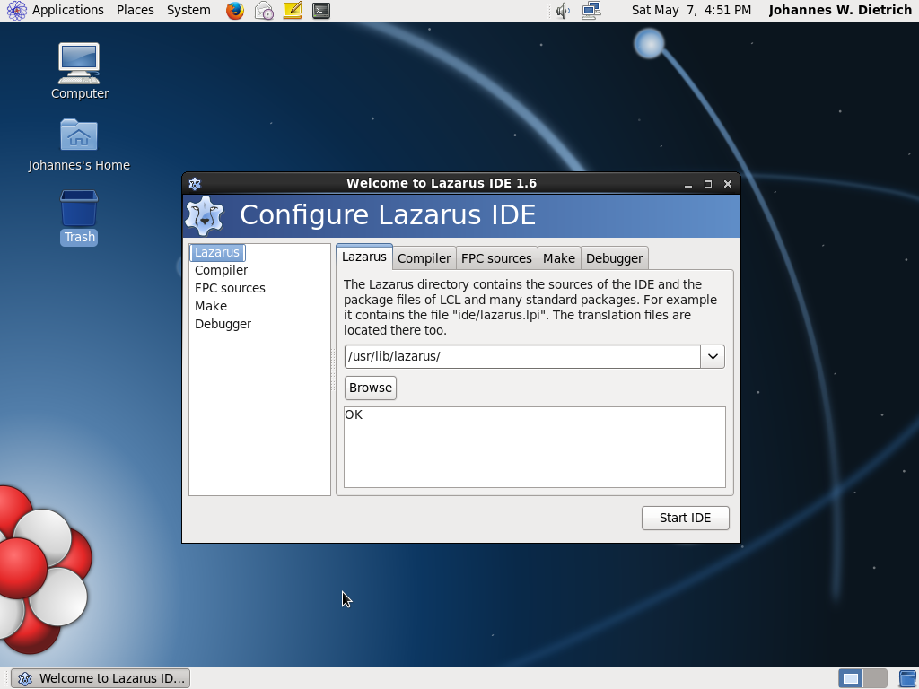 First start of Lazarus: Configure the IDE